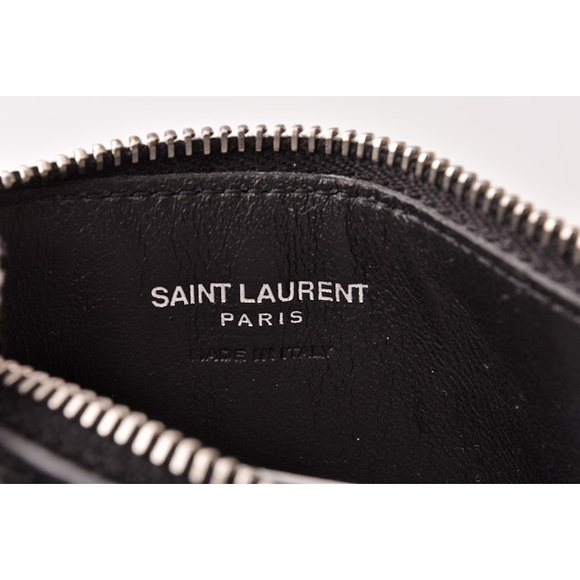 Saint Laurent Paris Coin Case Card Case Neck Strap Embossed Black - Picture 4 of 8